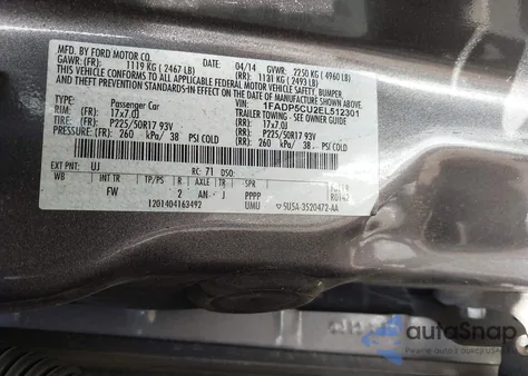 2014 Ford C-Max Energi Sel from USA, damaged, VIN 1FADP5CU2EL512301